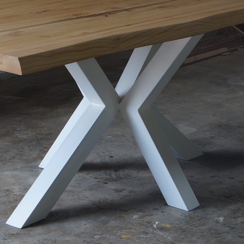 Tavolo legno massello gamba a Stella Bianca