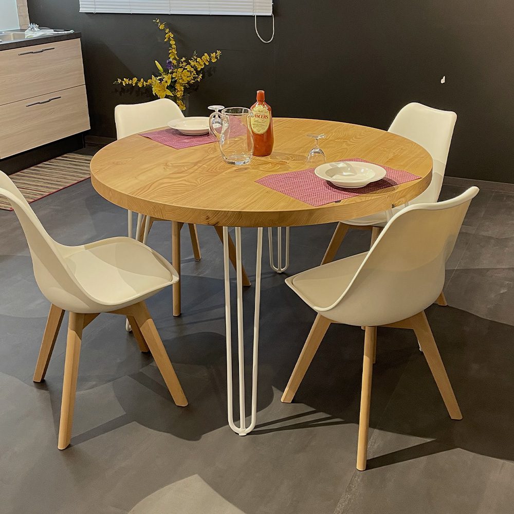 Tavolo rotondo in legno massello di castagno - Alan