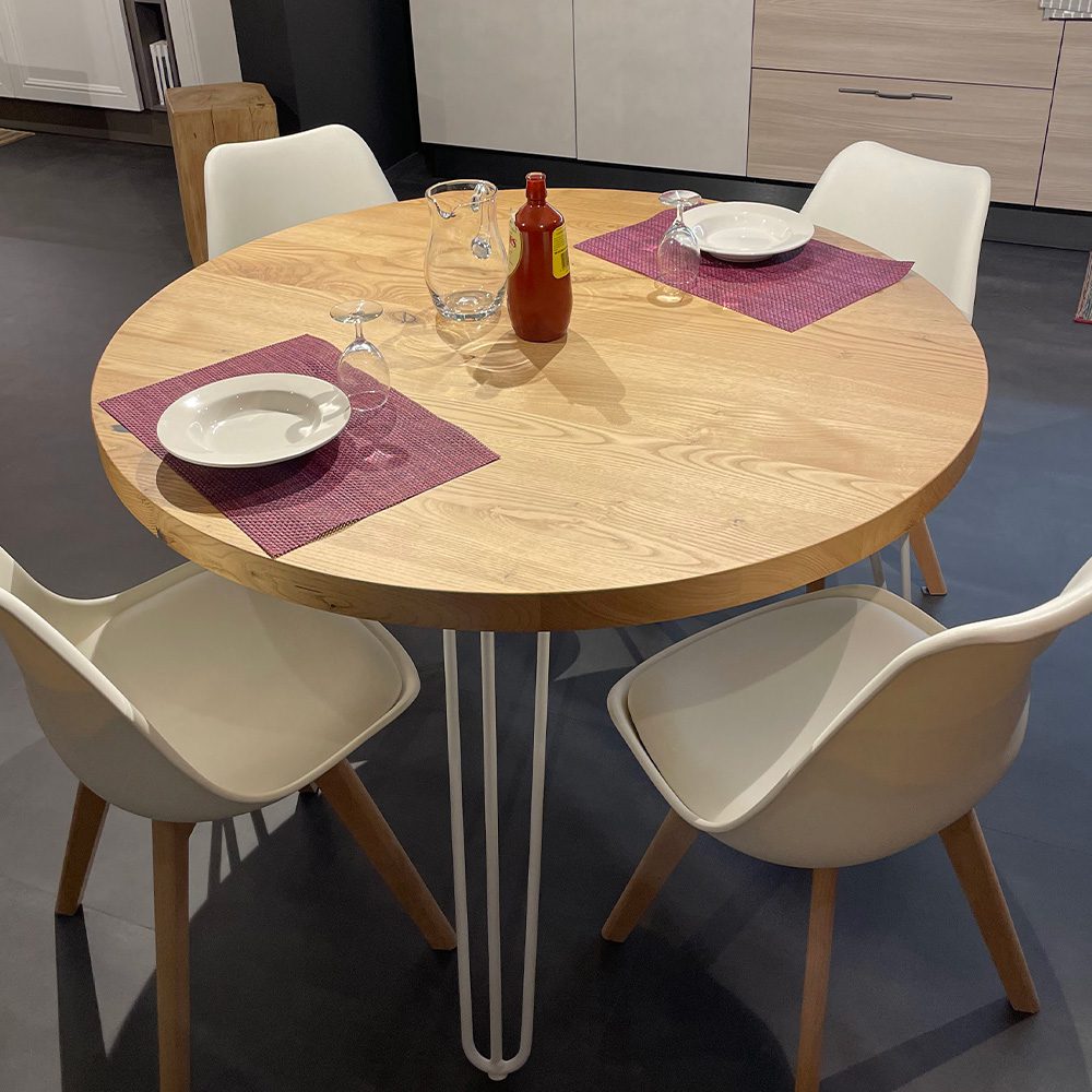 Tavolo rotondo in legno massello di castagno - Alan - immagine 5