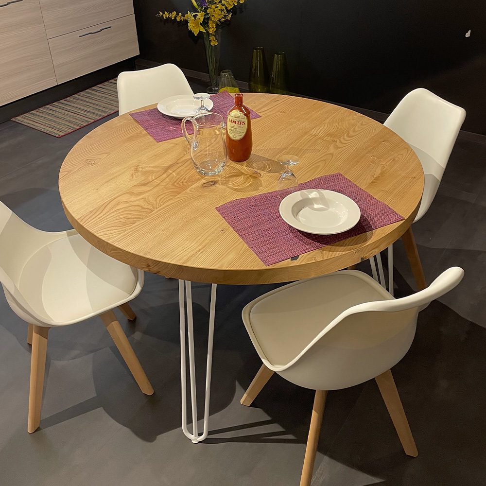 Tavolo rotondo in legno massello di castagno - Alan - immagine 3