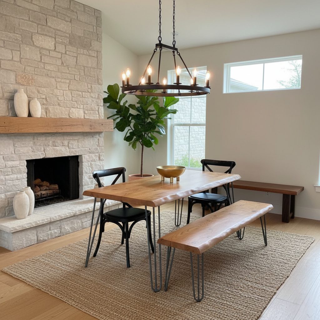 Tavolo in legno massello con panca - Slim