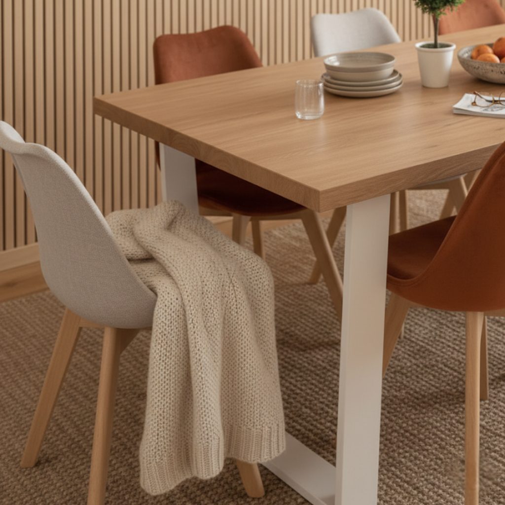 Tavolo in legno massello di Cerro con gambe in ferro - immagine 3