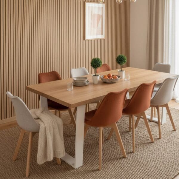 Tavolo in legno massello di Cerro con gambe in ferro