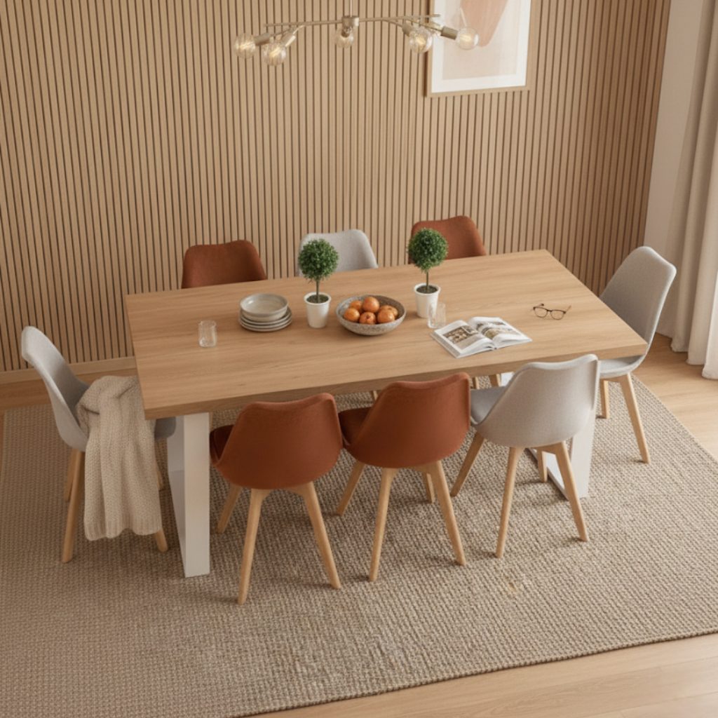 Tavolo in legno massello di Cerro con gambe in ferro - immagine 4